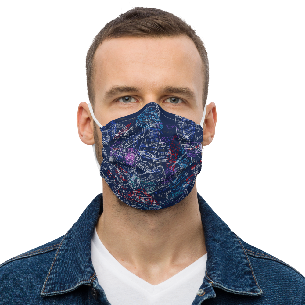Face Mask with Passport Stamps-The Work Hard Travel Well Store