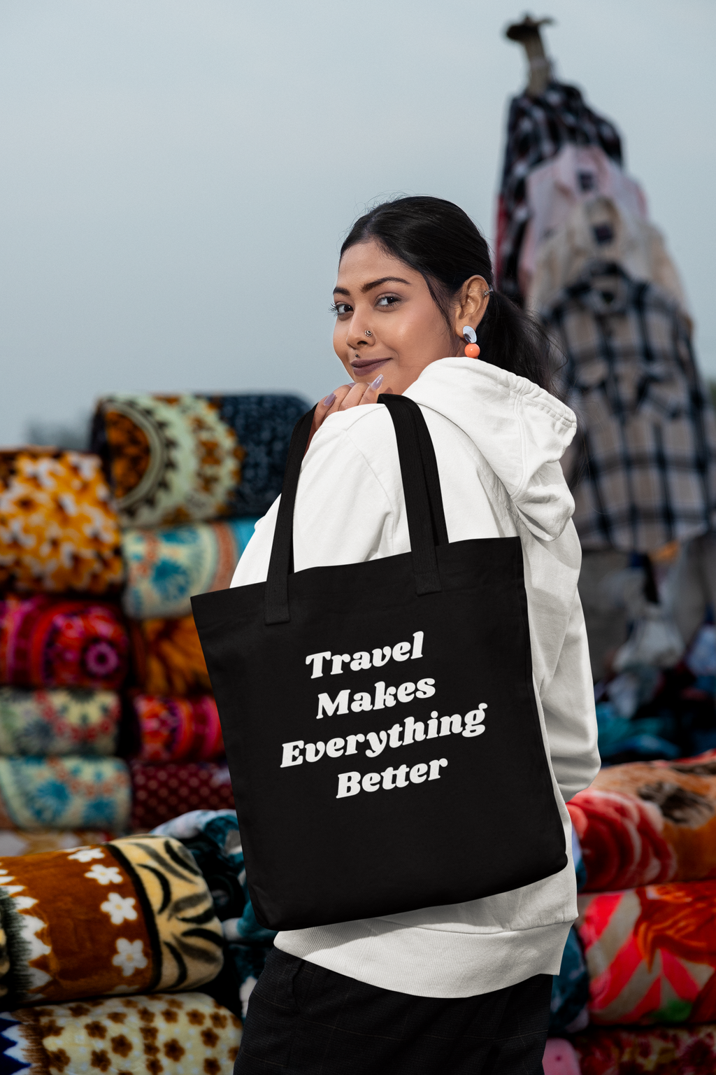 Travel Makes Everything Better Tote bag with zipper-The Work Hard Travel Well Store