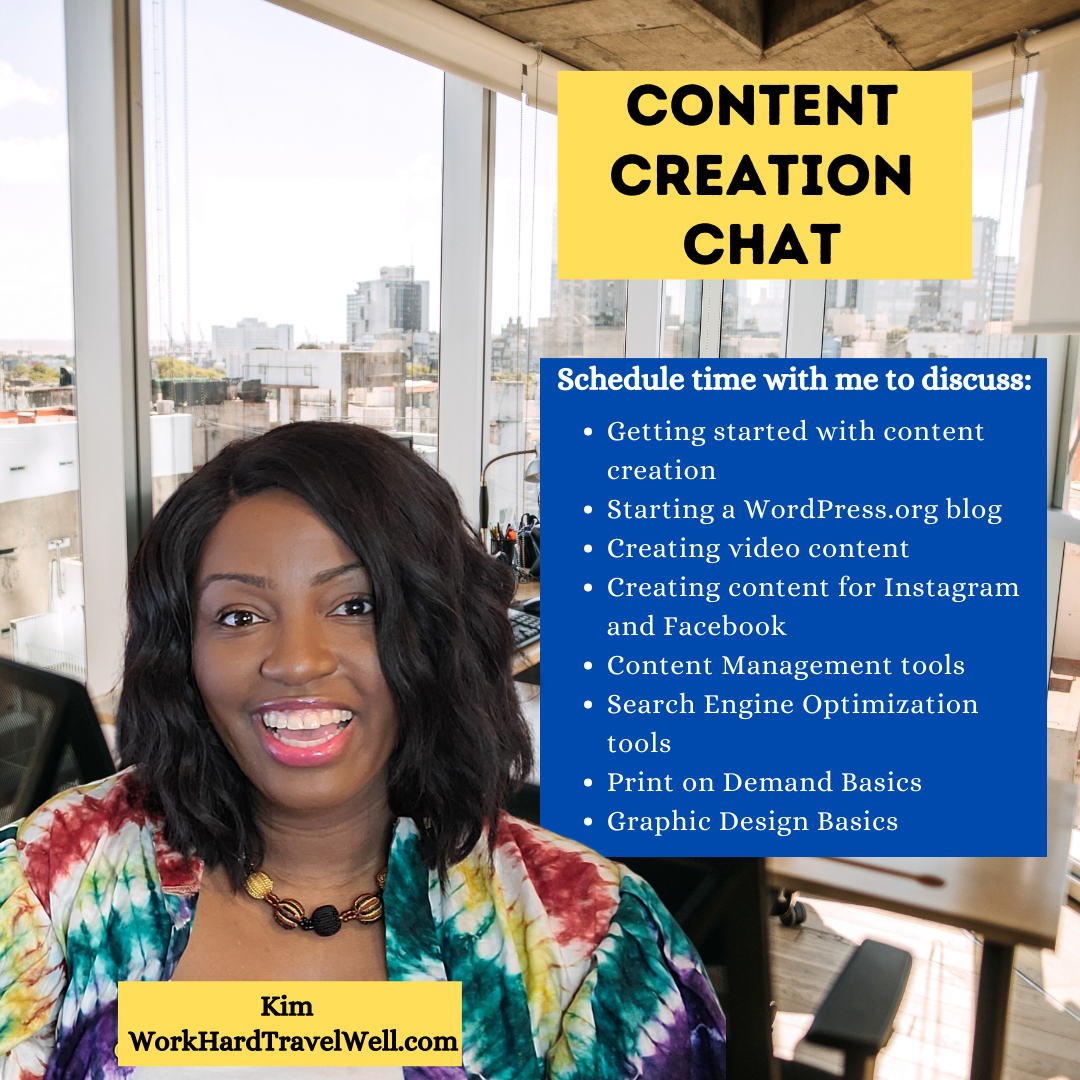 Content Creation Chat 30 Minute Call | Blog/WordPress/Content and Social Media Consulting/Drone Consulting-The Work Hard Travel Well Store