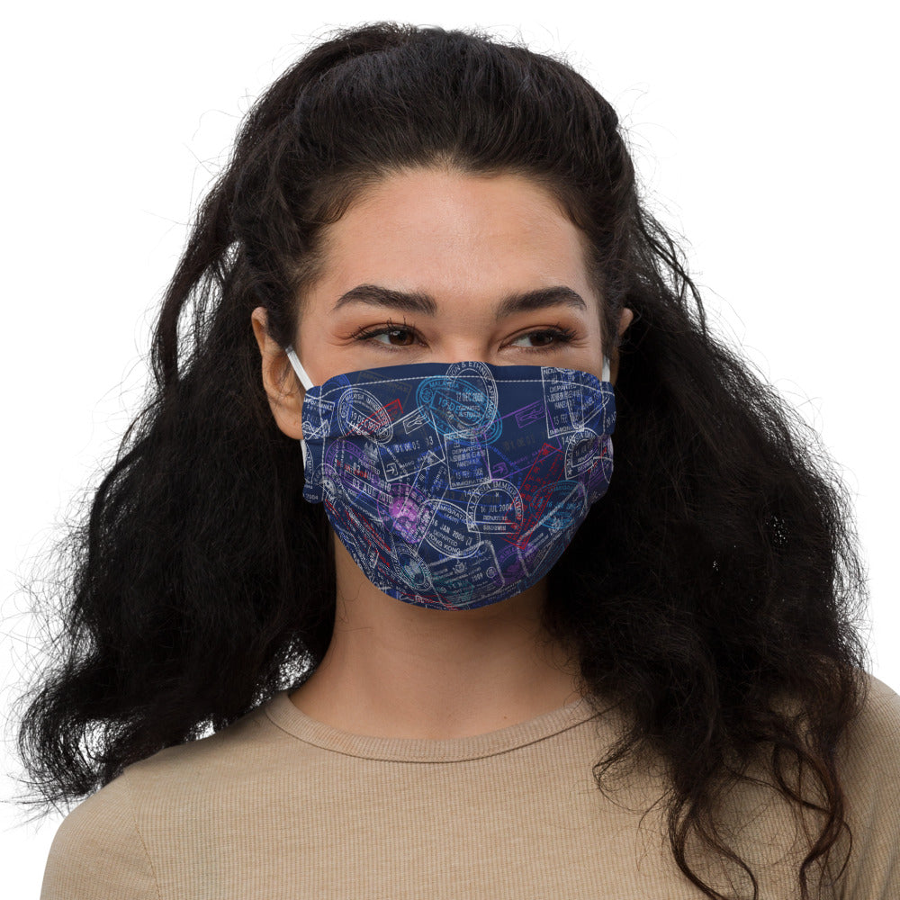 Face Mask with Passport Stamps-The Work Hard Travel Well Store