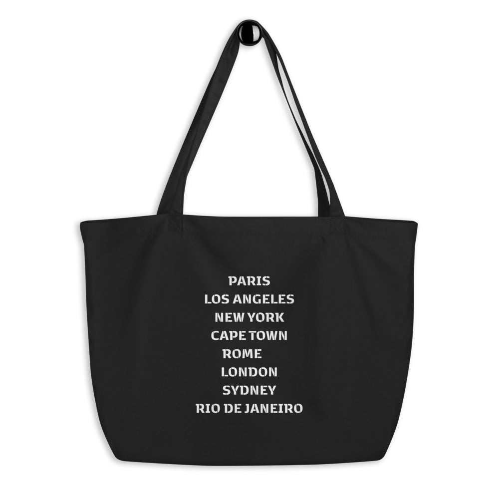 Around the World Black Canvas Tote Bag-The Work Hard Travel Well Store