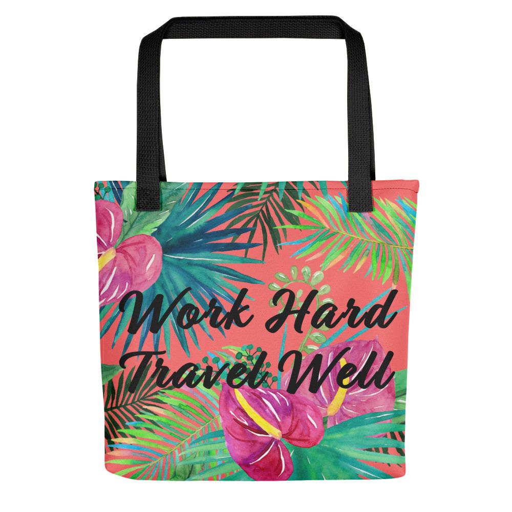 Work Hard Travel Well Floral Tote bag-The Work Hard Travel Well Store